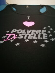 Canottiera personalizzata con transfer glitter e rosa